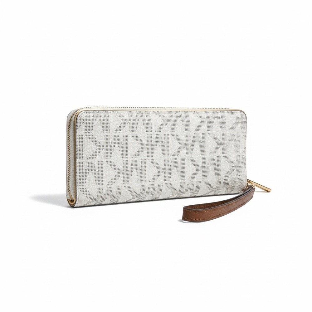 Michael Kors Signature Logo Zip Around Wallet Wristlet NWOT - Picture 7 of 9